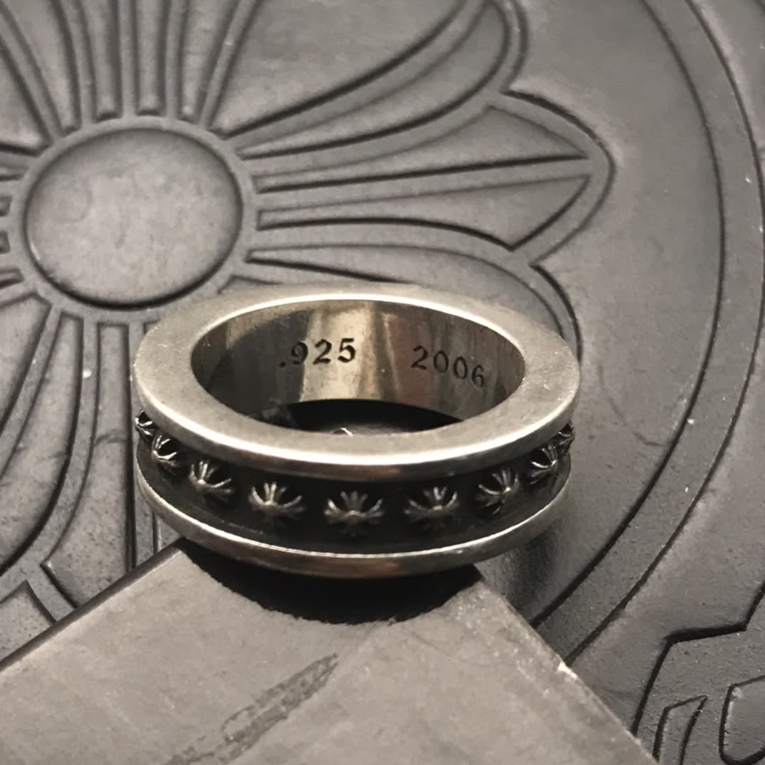Chrome Hearts 925 Sterling Silver Ring with Leaf Pattern